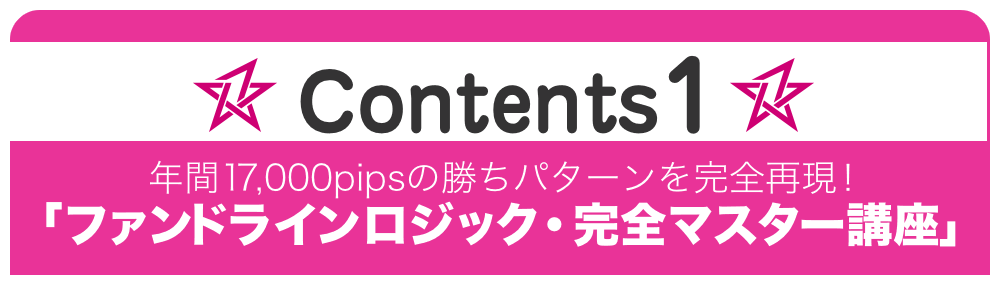 Contents 1:年間17,000pipsの勝ちパターンを完全再現！「ファンドラインロジック・完全マスター講座」