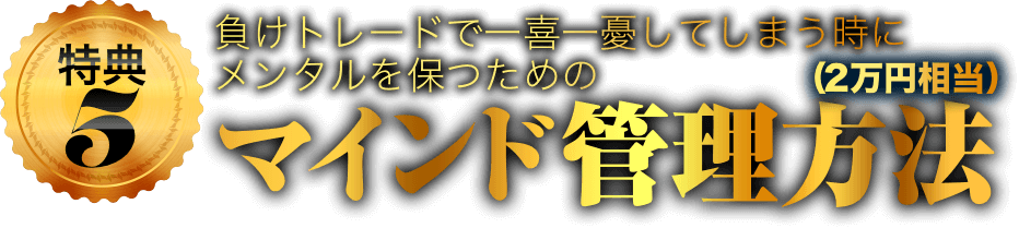 特典5:負けトレードで一喜一憂してしまう時にメンタルを保つためのマインド管理方法（2万円相当）